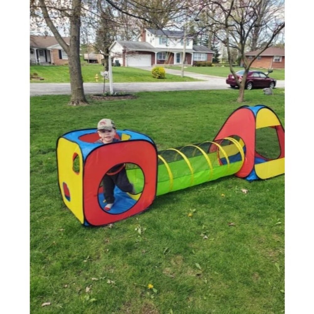 3 in 1 Pop Up Play Tent with Tunnel, Ball Pit for Kids, Boys, Girls, Babies